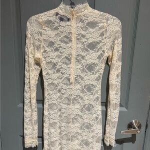 Dolls Kill Cream Lace Long Sleeve Dress